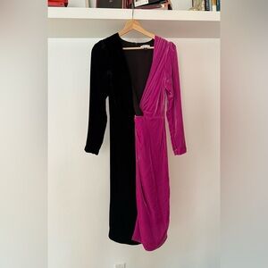 Delfi Collective Velvet Dress Black Pink Size S Made in USA